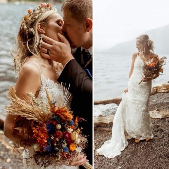 Handmade Iridescent Sunflower Drop Earrings on Titanium Ear Wire - Picture 3 of 3